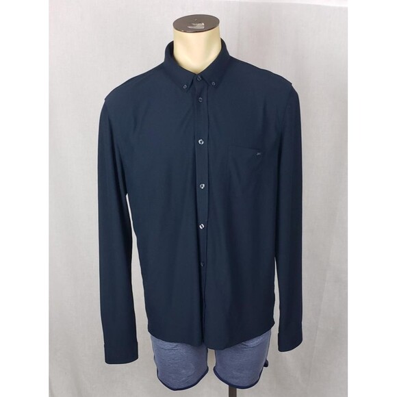 Vuori Shirt Mens XL Navy Blue Button Front Performance Athleisure Casual - Picture 1 of 9